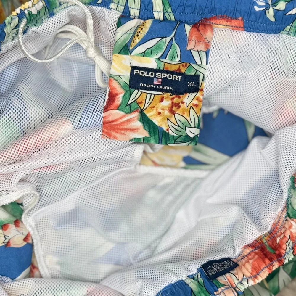 Vintage 90's Polo Sport Ralph Lauren Mens XL Tropical Hibiscus Floral Swim Trunk